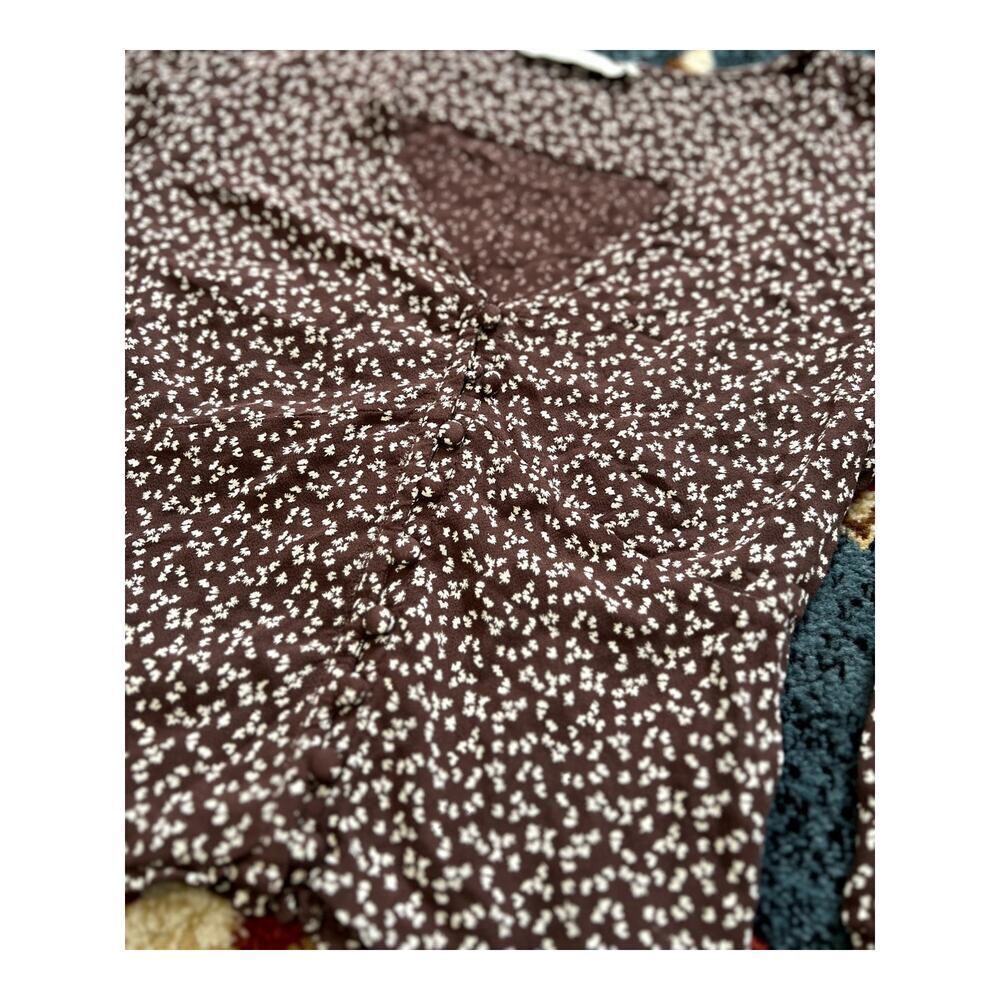Abercrombie and Fitch Brown Floral Long Sleeve Blouse Size XS - Picture 2 of 5